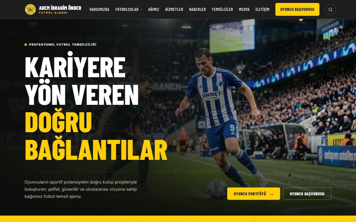 Adem İbrahim Önder Futbol Ajansı web sitesi