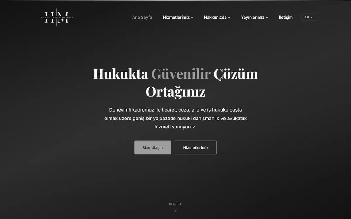 HM Hukuk ve Danışmanlık web sitesi