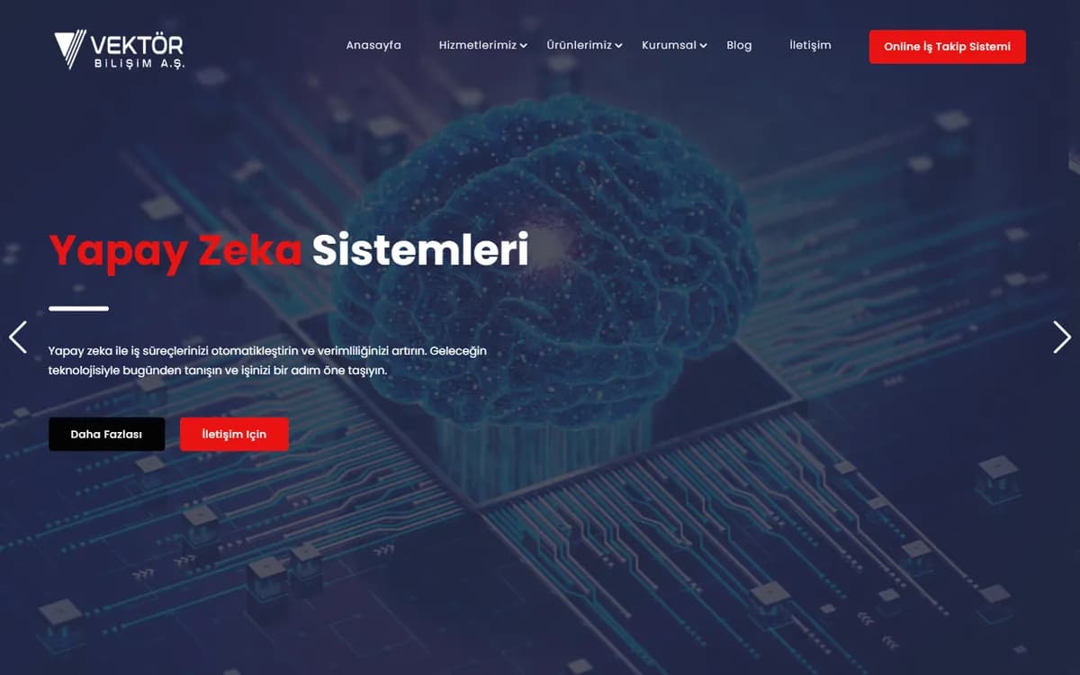 Vektör Bilişim web sitesi